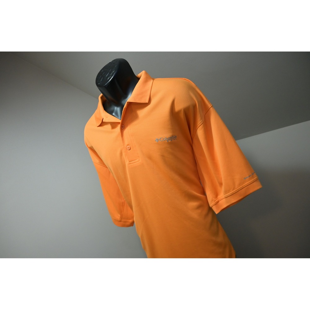 Columbia PFG Polo Shirt Mens XL Orange Omni-Shade Short Sleeve Vented